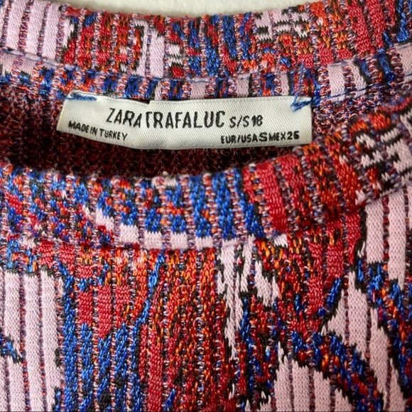 Zara Tops Zara Trafaluc Floral Metallic Thread Top Poshmark